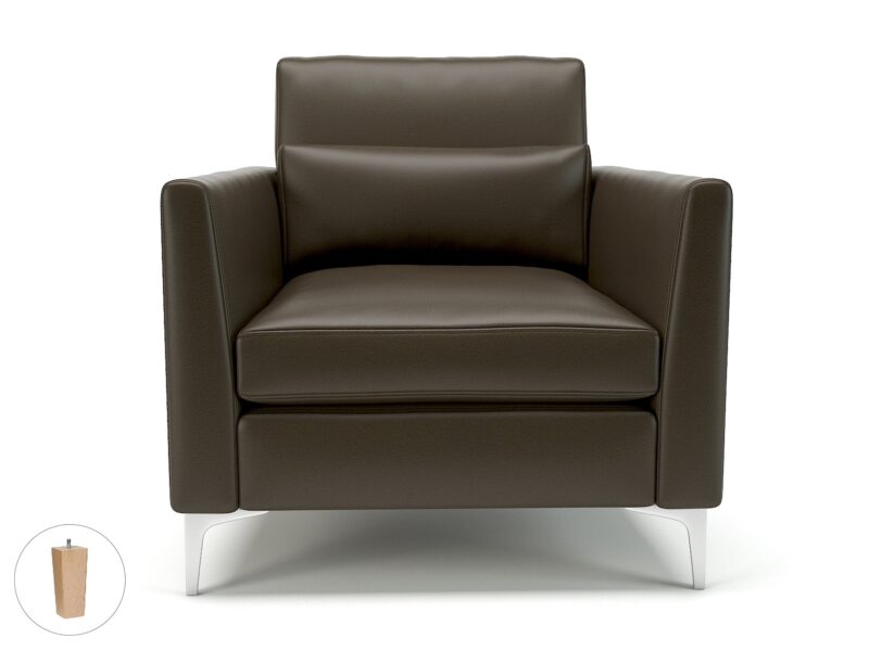 Roselle 90cm Wide Armchair in Cristina Marrone Ultima Faux Leather - Image 59