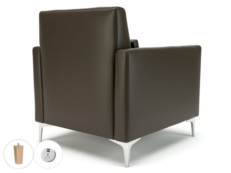 Roselle 90cm Wide Armchair in Cristina Marrone Ultima Faux Leather with Socket - Image 72