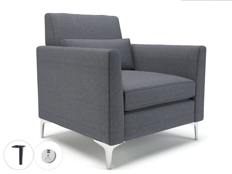 Roselle 90cm Wide Armchair in Camira Era Fabric with Socket - Image 76