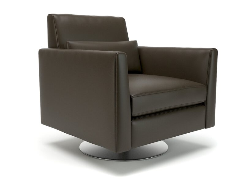 Roselle 90cm Wide Swivel Armchair in Cristina Marrone Ultima Faux Leather - Image 9