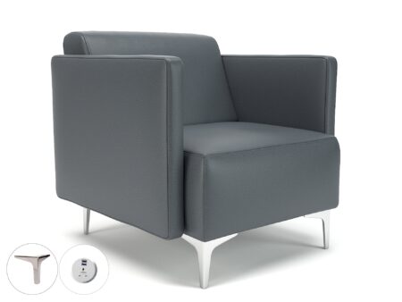 Napa Slim Arm 75cm Wide Armchair in Cristina Marrone Ultima Faux Leather with Socket