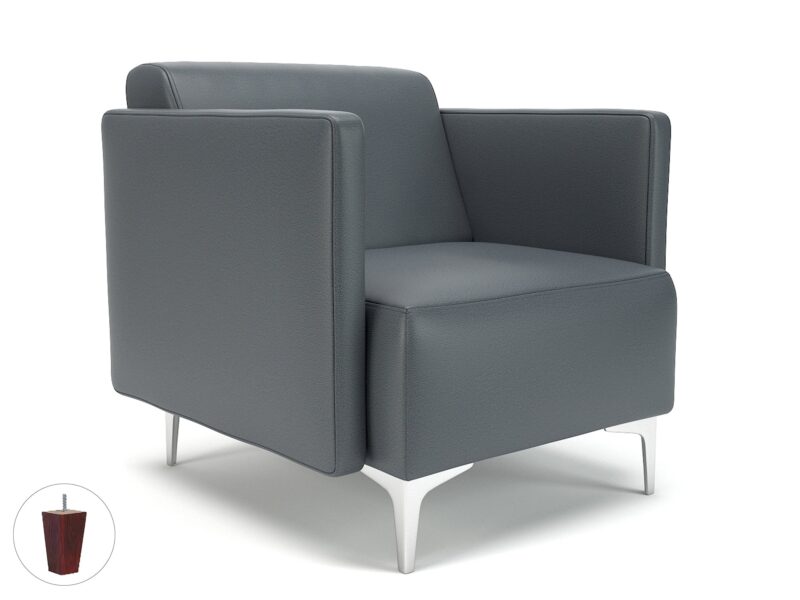 Napa Slim Arm 75cm Wide Armchair in Cristina Marrone Ultima Faux Leather - Image 7