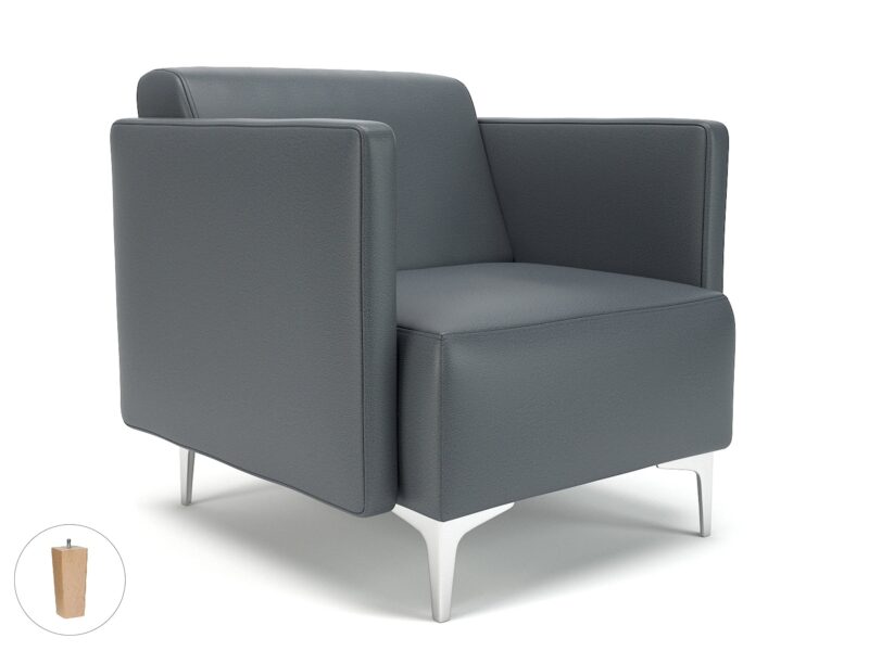 Napa Slim Arm 75cm Wide Armchair in Cristina Marrone Ultima Faux Leather - Image 10