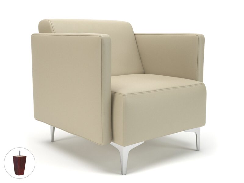 Napa Slim Arm 75cm Wide Armchair in Cristina Marrone Ultima Faux Leather - Image 19