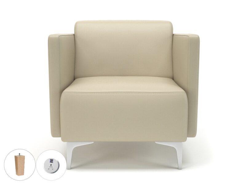 Napa Slim Arm 75cm Wide Armchair in Cristina Marrone Ultima Faux Leather with Socket - Image 23