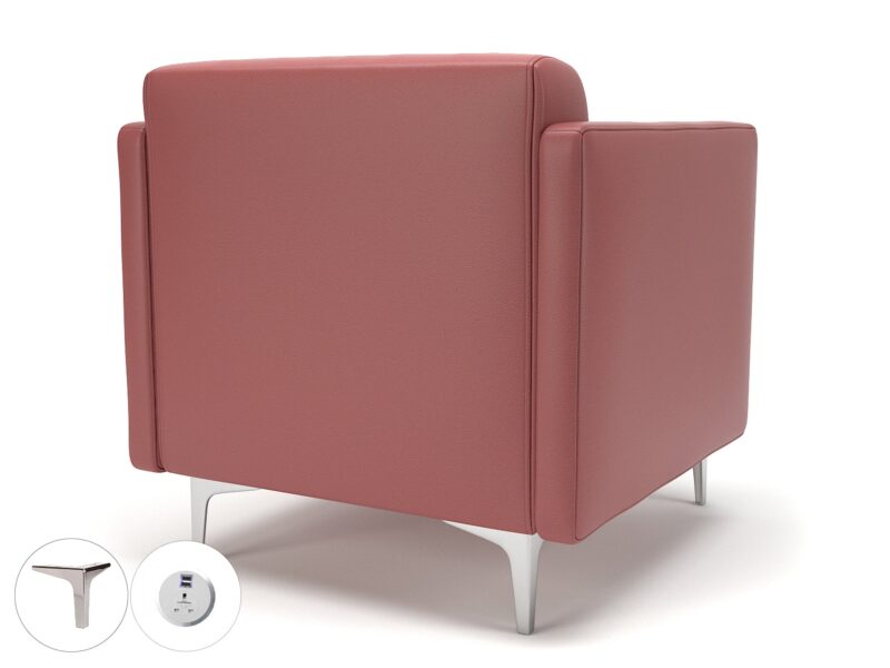 Napa Slim Arm 75cm Wide Armchair in Cristina Marrone Ultima Faux Leather with Socket - Image 27