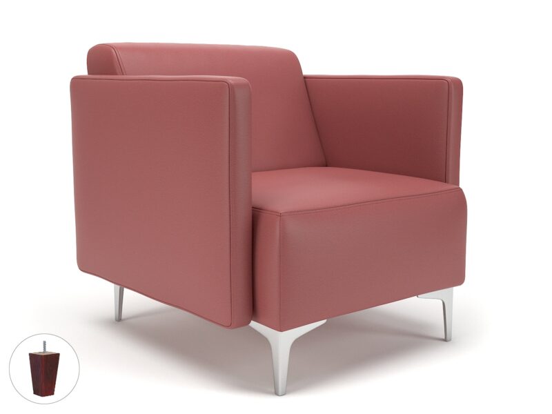 Napa Slim Arm 75cm Wide Armchair in Cristina Marrone Ultima Faux Leather - Image 31