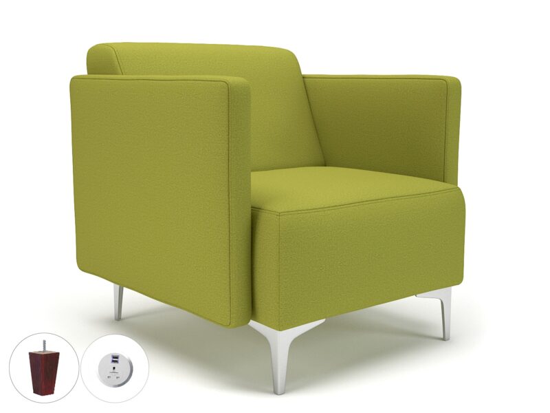 Napa Slim Arm 75cm Wide Armchair in Warwick Dolly Fabric with Socket - Image 7