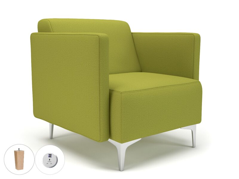 Napa Slim Arm 75cm Wide Armchair in Warwick Dolly Fabric with Socket - Image 10