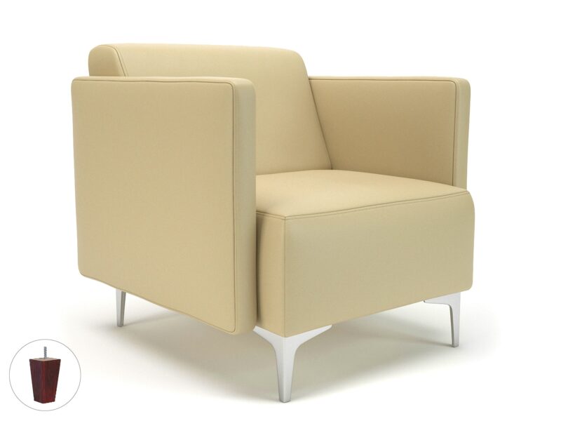Napa Slim Arm 75cm Wide Armchair in Cristina Marrone Ultima Faux Leather - Image 43