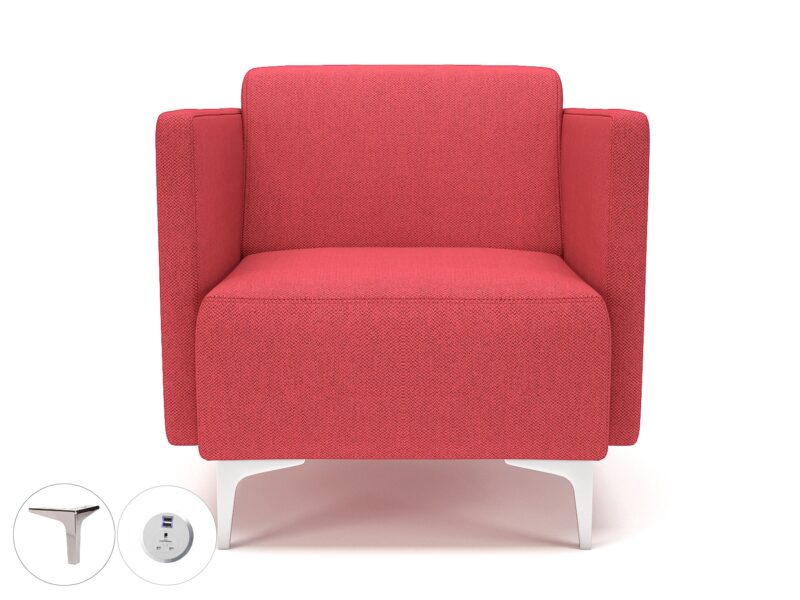 Napa Slim Arm 75cm Wide Armchair in Camira Era Fabric with Socket - Image 2