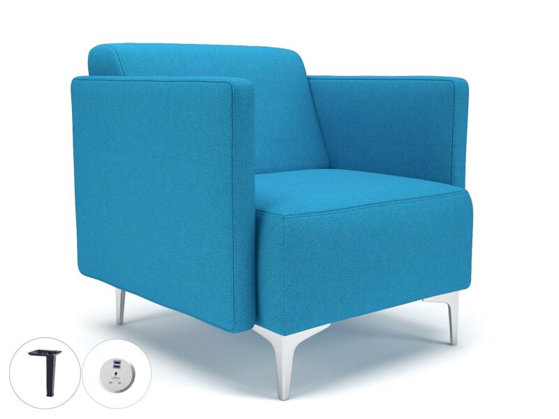Napa Slim Arm 75cm Wide Armchair in Camira Era Fabric with Socket - Image 16