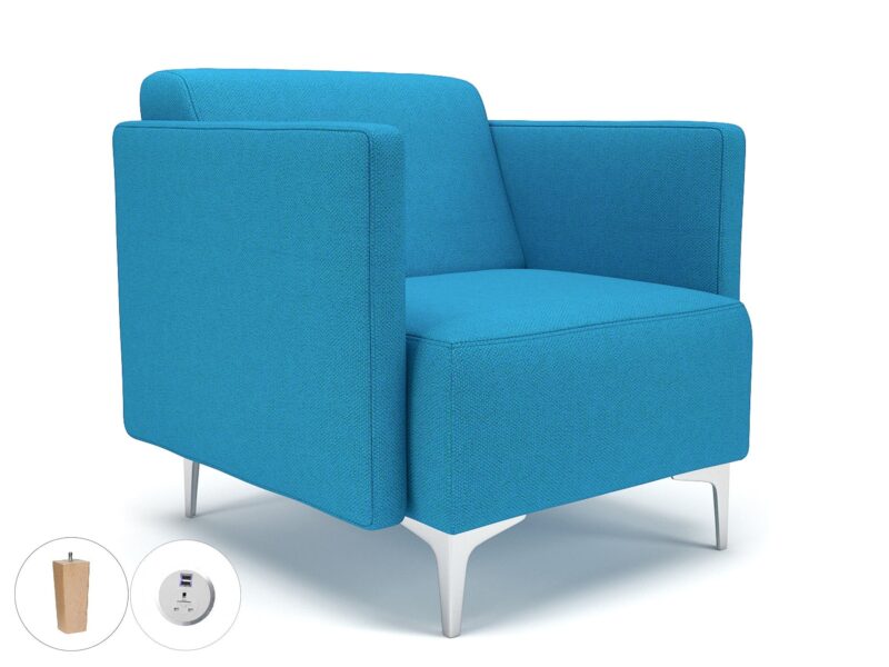 Napa Slim Arm 75cm Wide Armchair in Camira Era Fabric with Socket - Image 22
