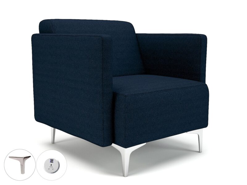 Napa Slim Arm 75cm Wide Armchair in Camira Era Fabric with Socket - Image 25