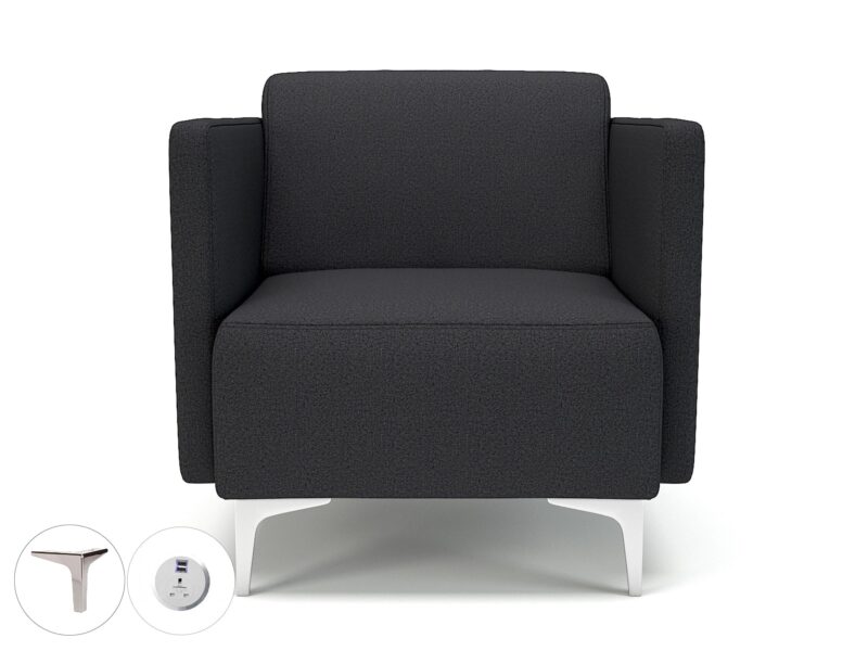 Napa Slim Arm 75cm Wide Armchair in Warwick Dolly Fabric with Socket - Image 14