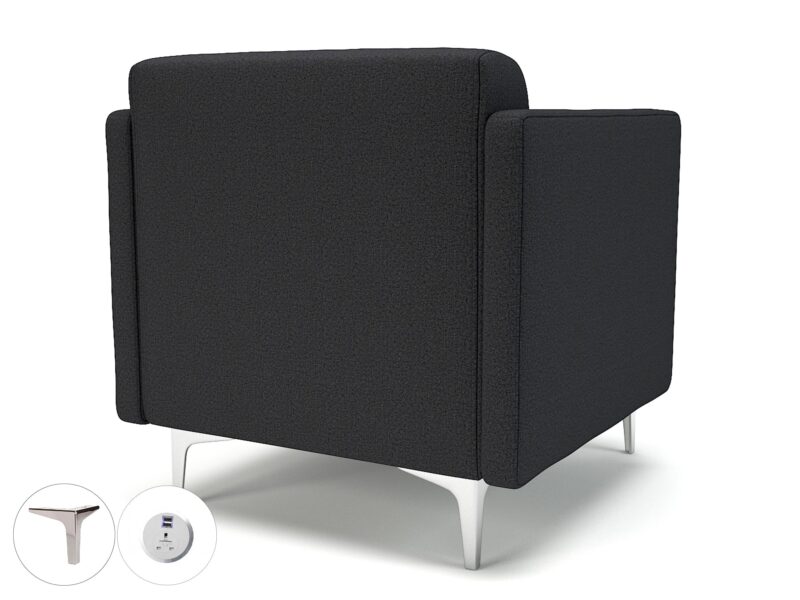 Napa Slim Arm 75cm Wide Armchair in Warwick Dolly Fabric with Socket - Image 15