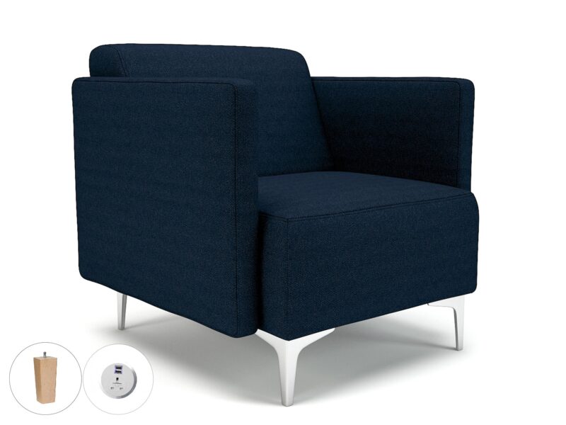 Napa Slim Arm 75cm Wide Armchair in Camira Era Fabric with Socket - Image 34