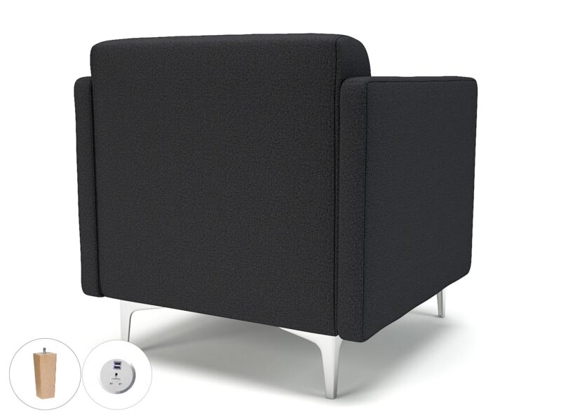 Napa Slim Arm 75cm Wide Armchair in Warwick Dolly Fabric with Socket - Image 24