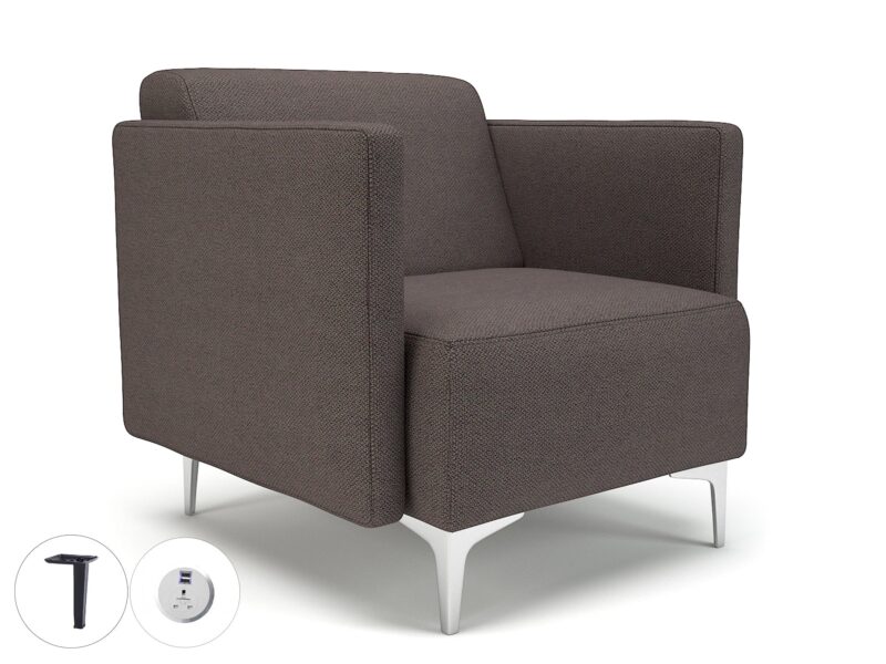 Napa Slim Arm 75cm Wide Armchair in Camira Era Fabric with Socket - Image 40