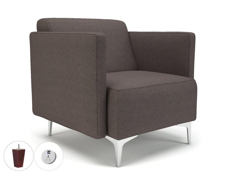 Napa Slim Arm 75cm Wide Armchair in Camira Era Fabric with Socket - Image 43