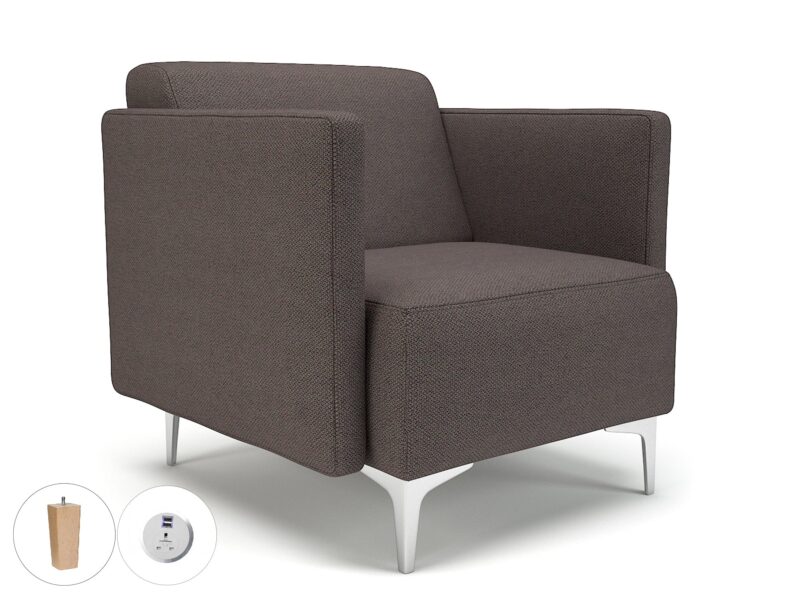 Napa Slim Arm 75cm Wide Armchair in Camira Era Fabric with Socket - Image 46