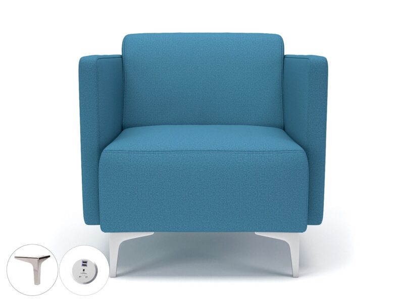 Napa Slim Arm 75cm Wide Armchair in Warwick Dolly Fabric with Socket - Image 26
