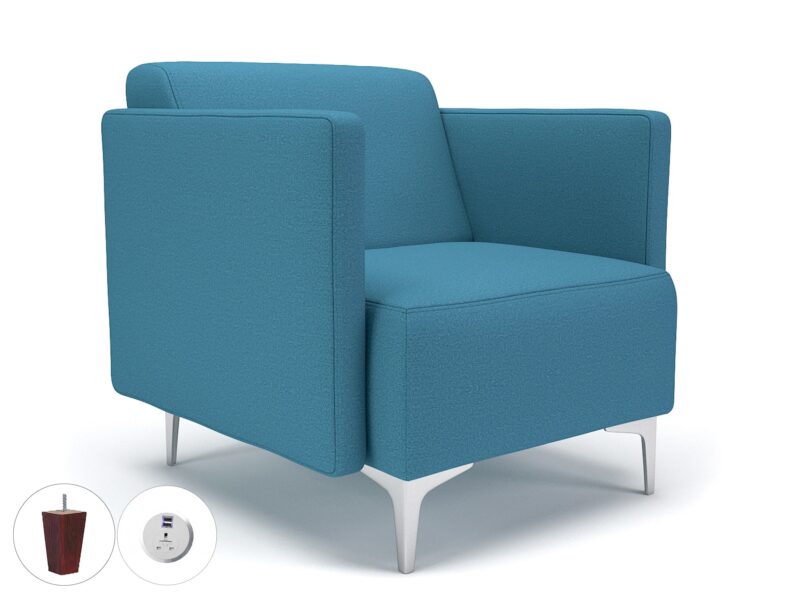 Napa Slim Arm 75cm Wide Armchair in Warwick Dolly Fabric with Socket - Image 31