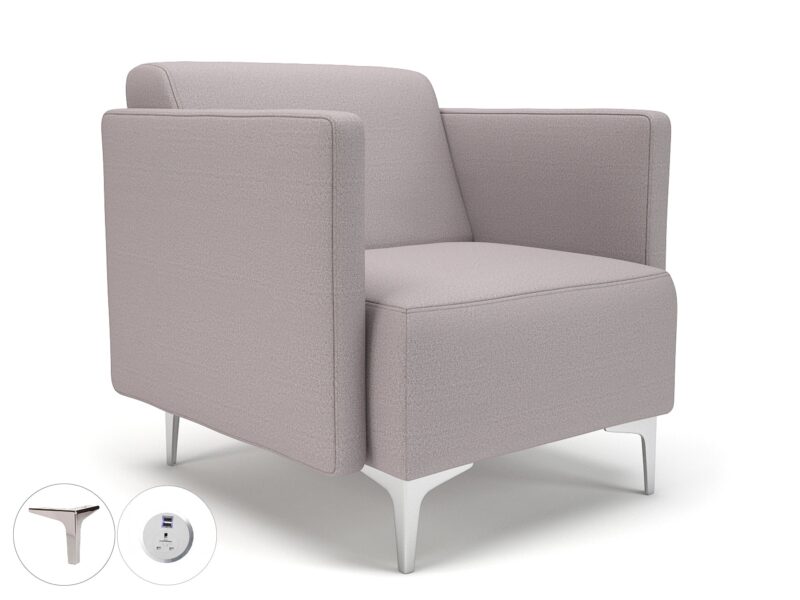 Napa Slim Arm 75cm Wide Armchair in Warwick Dolly Fabric with Socket - Image 37