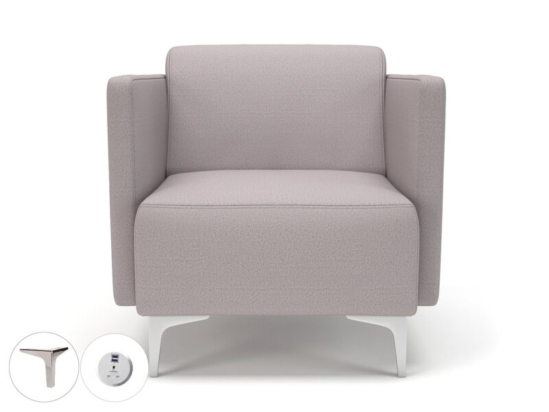 Napa Slim Arm 75cm Wide Armchair in Warwick Dolly Fabric with Socket - Image 38