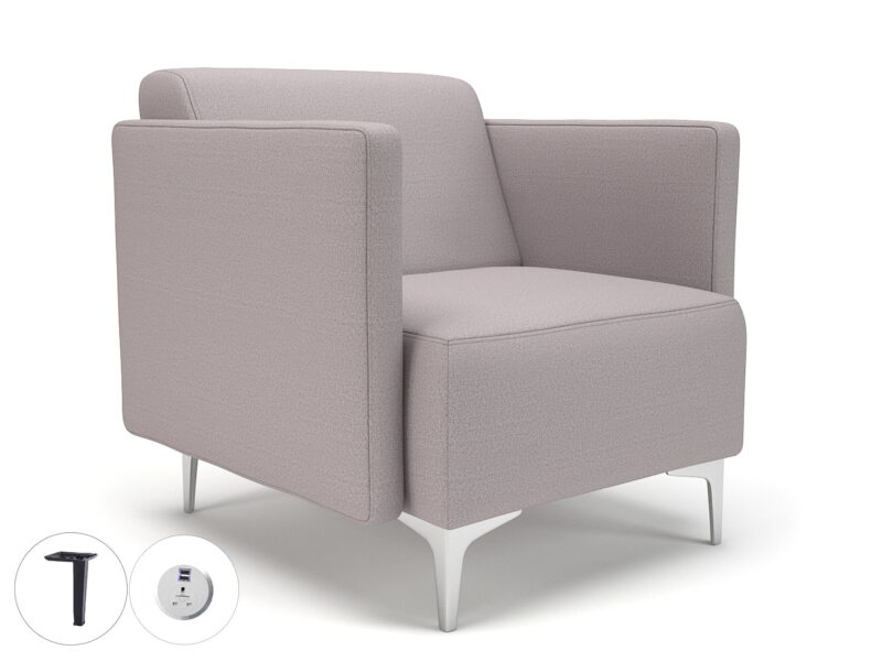 Napa Slim Arm 75cm Wide Armchair in Warwick Dolly Fabric with Socket - Image 40