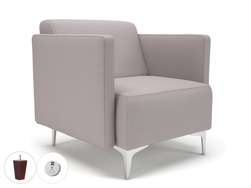 Napa Slim Arm 75cm Wide Armchair in Warwick Dolly Fabric with Socket - Image 43