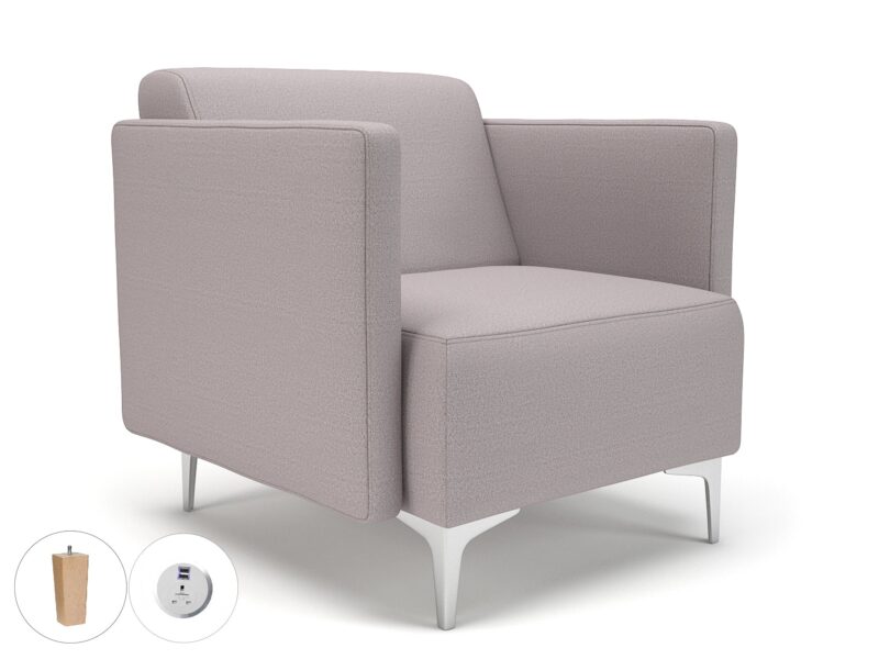 Napa Slim Arm 75cm Wide Armchair in Warwick Dolly Fabric with Socket - Image 46
