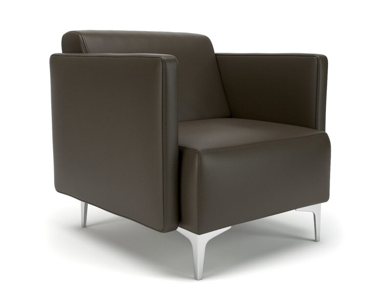 Napa Slim Arm 75cm Wide Armchair in Cristina Marrone Ultima Faux Leather - Image 49