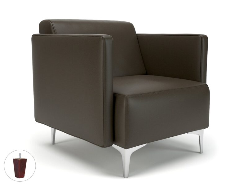 Napa Slim Arm 75cm Wide Armchair in Cristina Marrone Ultima Faux Leather - Image 55
