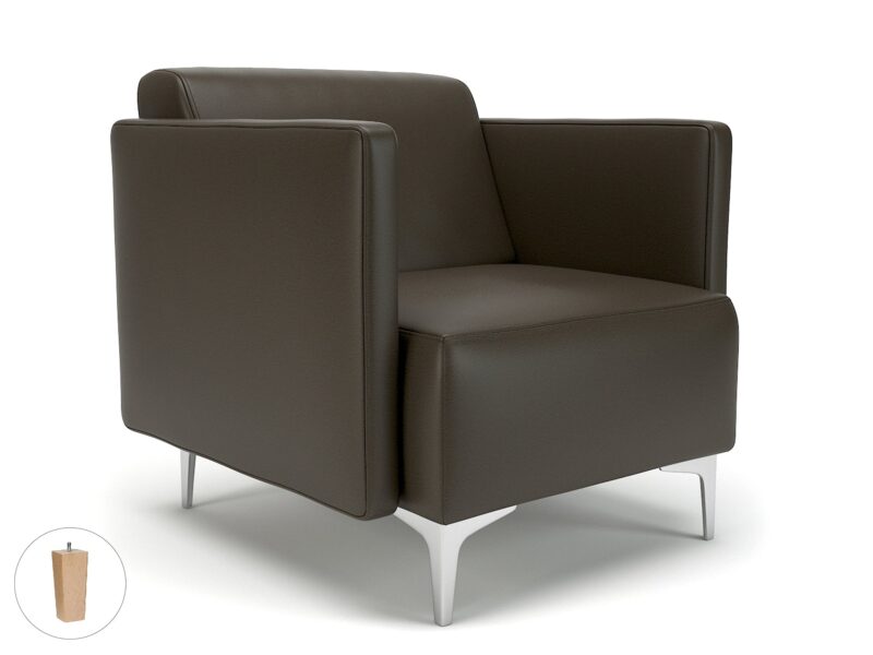 Napa Slim Arm 75cm Wide Armchair in Cristina Marrone Ultima Faux Leather - Image 58