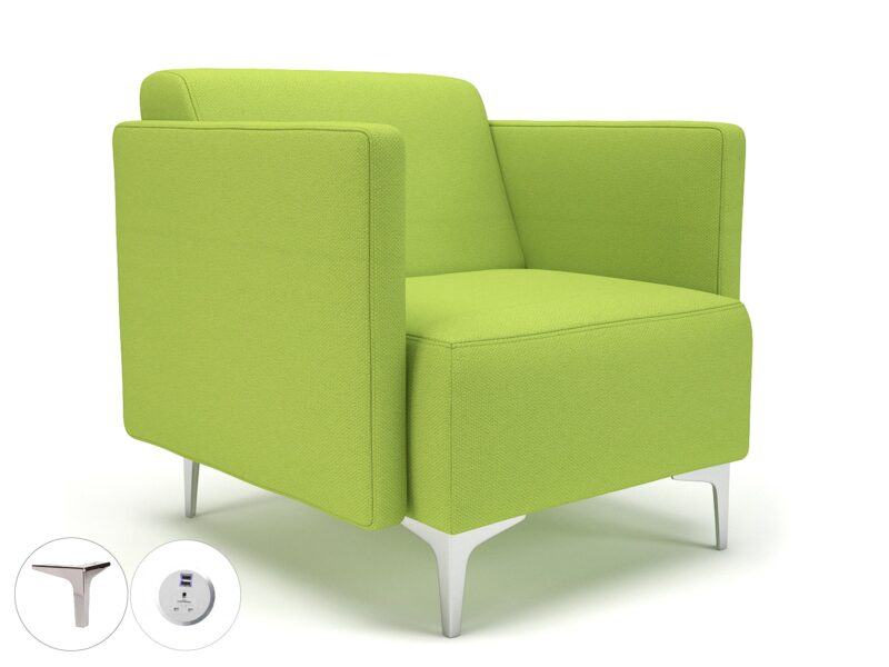Napa Slim Arm 75cm Wide Armchair in Camira Era Fabric with Socket - Image 61