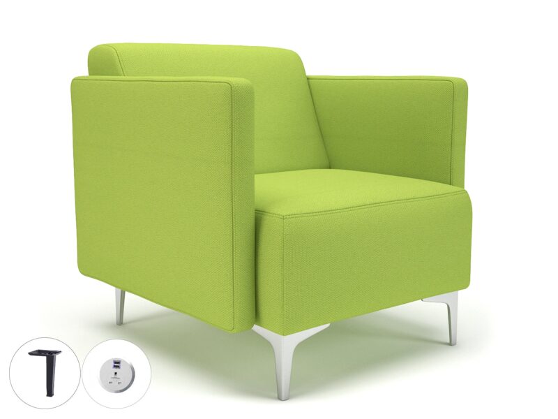 Napa Slim Arm 75cm Wide Armchair in Camira Era Fabric with Socket - Image 64