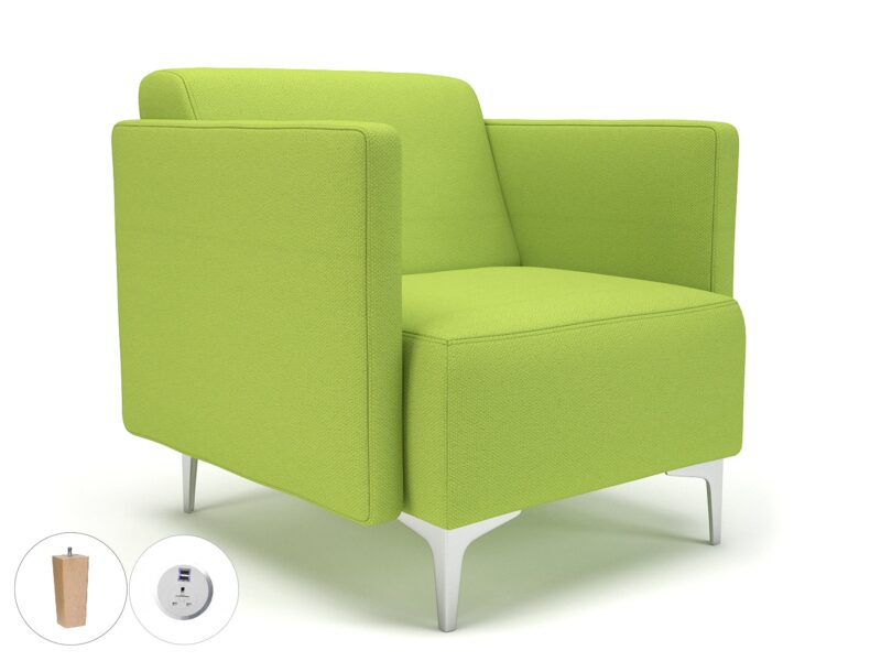 Napa Slim Arm 75cm Wide Armchair in Camira Era Fabric with Socket - Image 70