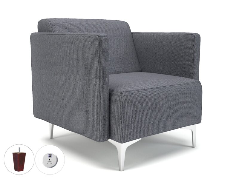 Napa Slim Arm 75cm Wide Armchair in Camira Era Fabric with Socket - Image 79