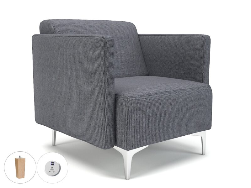 Napa Slim Arm 75cm Wide Armchair in Camira Era Fabric with Socket - Image 82