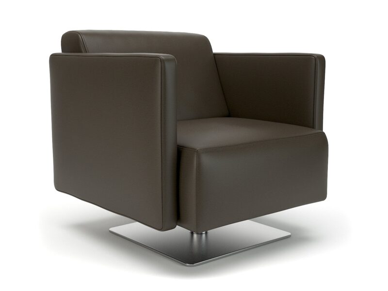Napa Slim Arm 75cm Wide Swivel Armchair in Cristina Marrone Ultima Faux Leather - Image 13
