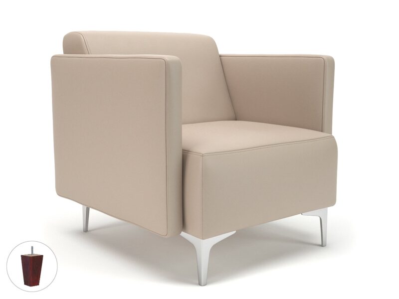 Napa Slim Arm 75cm Wide Armchair in Cristina Marrone Ultima Faux Leather - Image 67