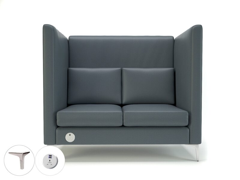 Altus 128cm Wide Privacy Booth in Cristina Marrone Ultima Faux Leather with Socket - Image 2