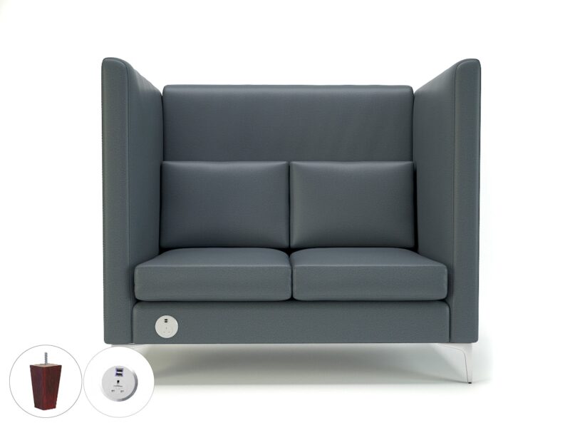 Altus 128cm Wide Privacy Booth in Cristina Marrone Ultima Faux Leather with Socket - Image 8