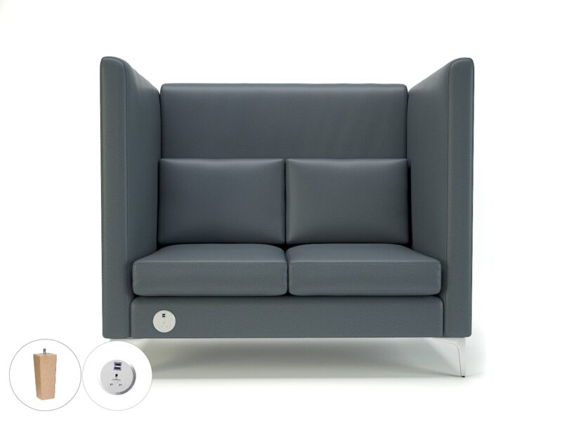 Altus 128cm Wide Privacy Booth in Cristina Marrone Ultima Faux Leather with Socket - Image 11
