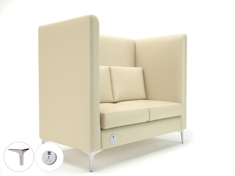 Altus 128cm Wide Privacy Booth in Cristina Marrone Ultima Faux Leather with Socket - Image 13