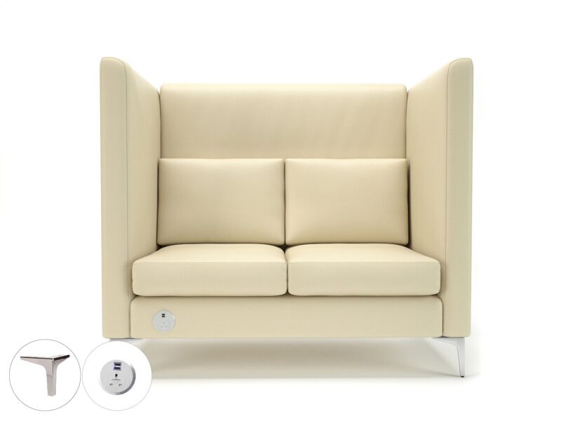 Altus 128cm Wide Privacy Booth in Cristina Marrone Ultima Faux Leather with Socket - Image 14