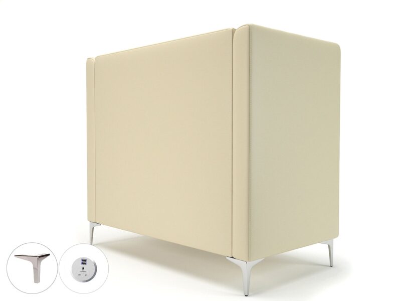 Altus 128cm Wide Privacy Booth in Cristina Marrone Ultima Faux Leather with Socket - Image 15