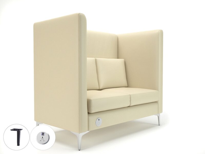 Altus 128cm Wide Privacy Booth in Cristina Marrone Ultima Faux Leather with Socket - Image 16