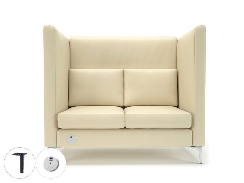 Altus 128cm Wide Privacy Booth in Cristina Marrone Ultima Faux Leather with Socket - Image 17